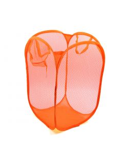 vocoste Orange Mesh Bag Foldable Pop Up Dirty Clothes Storage Laundry Basket Organizer