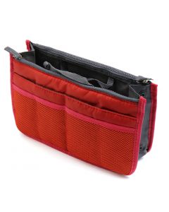 vocoste Brick Red Nylon 13 Pockets Dual Zipper Closure Travel Toiletry Storage Bag Cosmetic Makeup Pouch