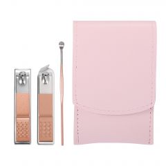 vocoste Stainless Steel Straight Bevel Fingernail Clipper Ear Cleansing Tool Portable Finger Foot Care Tool Set with Faux Leather Package